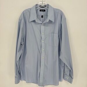 Puritan XL Mens Dress Shirt Blue Long Sleeve Button Down Wrinkle Free